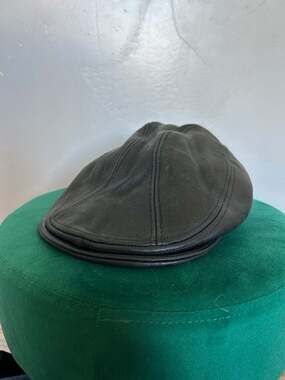 Stetson Genuine Leather Flat Cap Newsboy Driving Hat, Made in USA